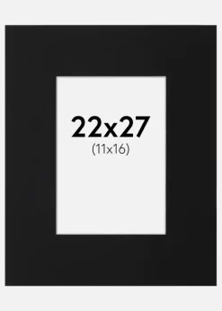 Passepartout Sort Standard (Hvid kerne) 22x27 cm (11x16)
