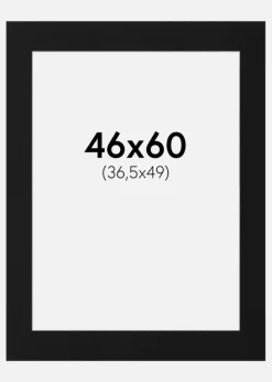 Passepartout Sort Standard (Hvid kerne) 46x60 cm (36,5x49)