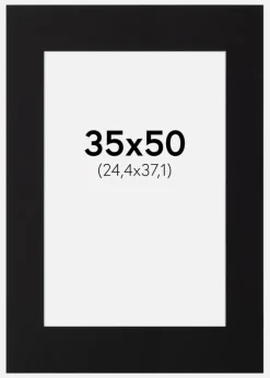 Passepartout Sort Standard (Hvid Kerne) 35x50 cm (24,4x37,1)