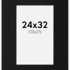 Passepartout Sort Standard (Hvid kerne) 24x32 cm (13x21)