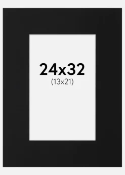 Passepartout Sort Standard (Hvid kerne) 24x32 cm (13x21)