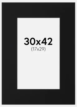 Passepartout Sort Standard (Hvid kerne) 30x42 cm (17x29)