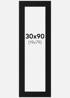 Passepartout Sort Standard (Hvid kerne) 30x90 cm (19x79)