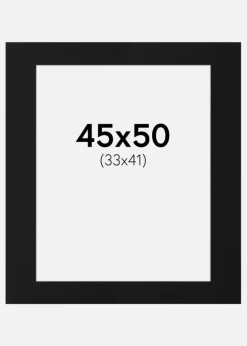 Passepartout Sort Standard (Hvid kerne) 45x50 cm (33x41)