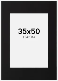 Passepartout Sort Standard (Hvid kerne) 35x50 cm (24x34)