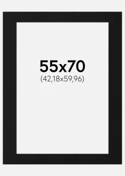 Passepartout Sort Standard (Hvid kerne) 55x70 cm (42,18x59,96)