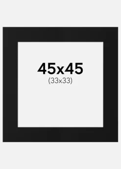 Passepartout Sort Standard (Hvid kerne) 45x45 cm (33x33)
