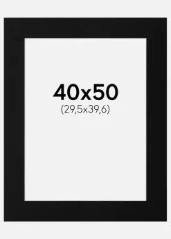 Passepartout Sort Standard (Hvid Kerne) 40x50 cm (29,5x39,6)