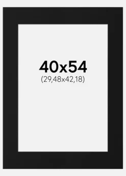 Passepartout Sort Standard (Hvid kerne) 40x54 cm (29,48x42,18)