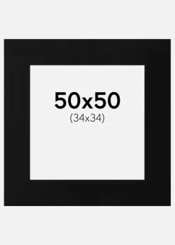 Passepartout Sort Standard (Hvid Kerne) 50x50 cm (34x34)