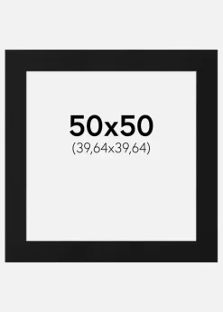 Passepartout Sort Standard (Hvid kerne) 50x50 cm (39,64x39,64)