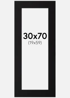 Passepartout Sort Standard (Hvid Kerne) 30x70 cm (19x59)