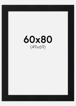 Passepartout Sort Standard (Hvid kerne) 60x80 cm (49x69)