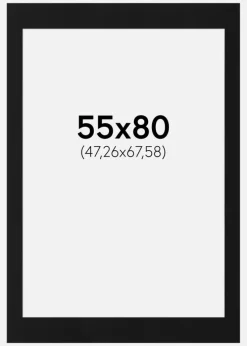 Passepartout Sort Standard (Hvid kerne) 55x80 cm (47,26x67,58)