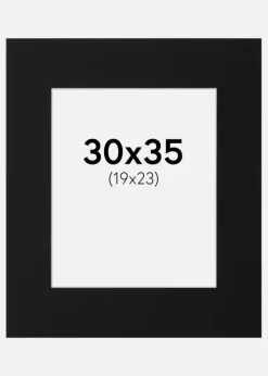 Passepartout Sort Standard (Hvid kerne) 30x35 cm (19x23)