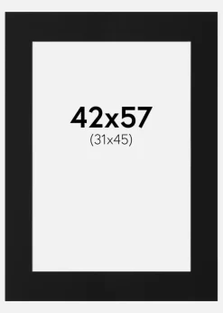 Passepartout Sort Standard (Hvid kerne) 42x57 cm (31x45)