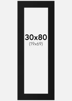 Passepartout Sort Standard (Hvid kerne) 30x80 cm (19x69)