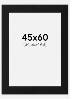 Passepartout Sort Standard (Hvid kerne) 45x60 cm (34,56x49,8)
