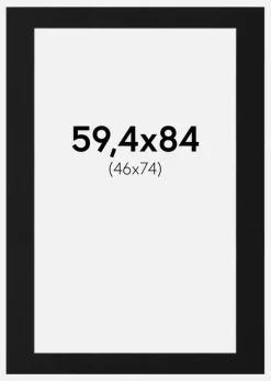 Passepartout Sort Standard (Hvid kerne) 59,4x84 cm (46x74)