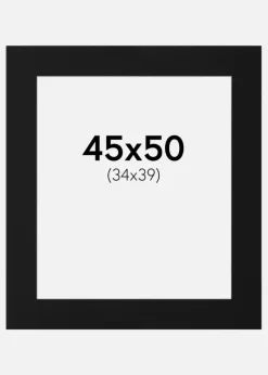 Passepartout Sort Standard (Hvid kerne) 45x50 cm (34x39)