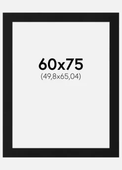 Passepartout Sort Standard (Hvid kerne) 60x75 cm (49,8x65,04)