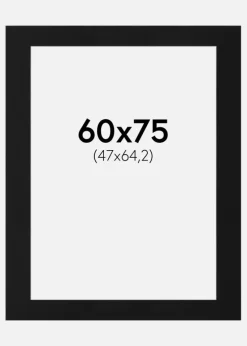 Passepartout Sort Standard (Hvid kerne) 60x75 cm (47x64,2)