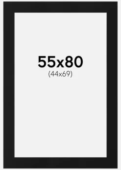 Passepartout Sort Standard (Hvid kerne) 55x80 cm (44x69)