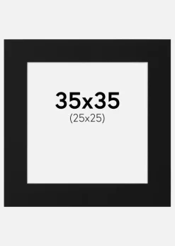 Passepartout Sort Standard (Hvid kerne) 35x35 cm (25x25)
