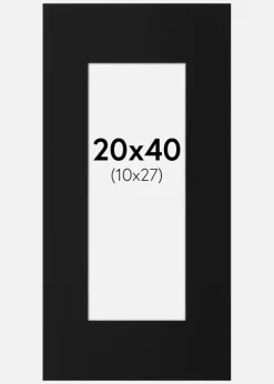 Passepartout Sort Standard (Hvid kerne) 20x40 cm (10x27)