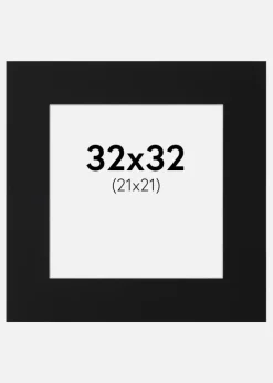 Passepartout Sort Standard (Hvid kerne) 32x32 cm (21x21)