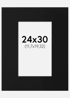 Passepartout Sort Standard (Hvid kerne) 24x30 cm (11,7x19,32)
