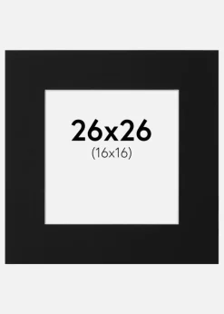 Passepartout Sort Standard (Hvid kerne) 26x26 cm (16x16)