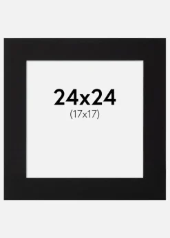 Passepartout Sort Standard (Hvid Kerne) 24x24 cm (17x17)