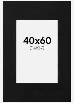 Passepartout Sort Standard (Hvid kerne) 40x60 cm (24x37)