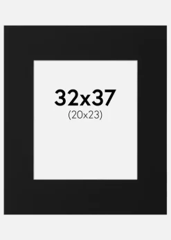 Passepartout Sort Standard (Hvid kerne) 32x37 cm (20x23)