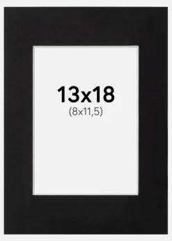 Passepartout Sort Standard (Hvid kerne) 13x18 cm (8x11,5)