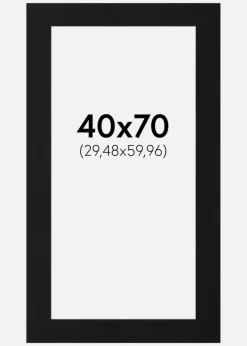 Passepartout Sort Standard (Hvid kerne) 40x70 cm (29,48x59,96)