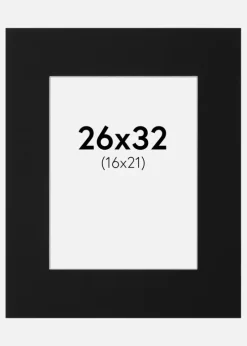 Passepartout Sort Standard (Hvid kerne) 26x32 cm (16x21)