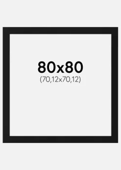 Passepartout Sort Standard (Hvid kerne) 80x80 cm (70,12x70,12)