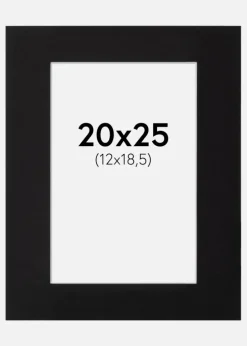 Passepartout Sort Standard (Hvid Kerne) 20x25 cm (12x18,5)