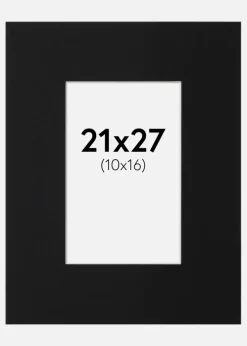 Passepartout Sort Standard (Hvid kerne) 21x27 cm (10x16)