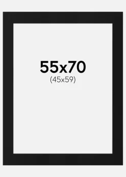 Passepartout Sort Standard (Hvid kerne) 55x70 cm (45x59)