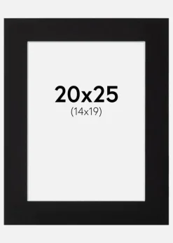 Passepartout Sort Standard (Hvid kerne) 20x25 cm (14x19)