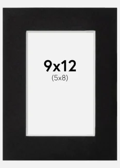 Passepartout Sort Standard (Hvid Kerne) 9x12 cm (5x8)