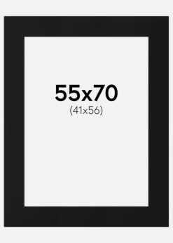 Passepartout Sort Standard (Hvid kerne) 55x70 cm (41x56)