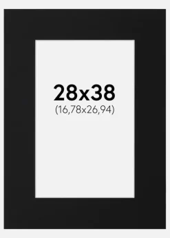 Passepartout Sort Standard (Hvid kerne) 28x38 cm (16,78x26,94)