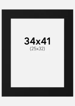 Passepartout Sort Standard (Hvid kerne) 34x41 cm (25x32)