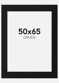 Passepartout Sort Standard (Hvid kerne) 50x65 cm (39x53)