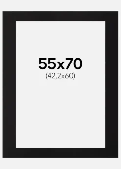 Passepartout Sort Standard (Hvid Kerne) 55x70 cm (42,2x60)
