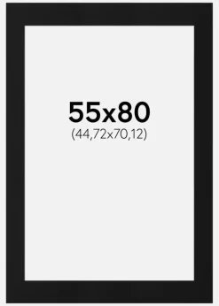 Passepartout Sort Standard (Hvid kerne) 55x80 cm (44,72x70,12)